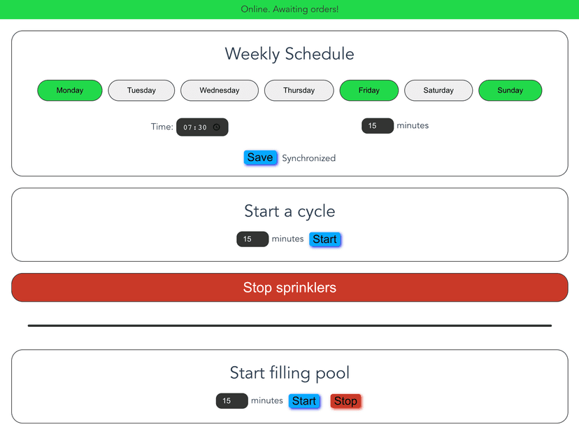 sprinklers dashboard screenshot